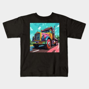 A Graphic Pop Art Drawing of a big American truck Kids T-Shirt